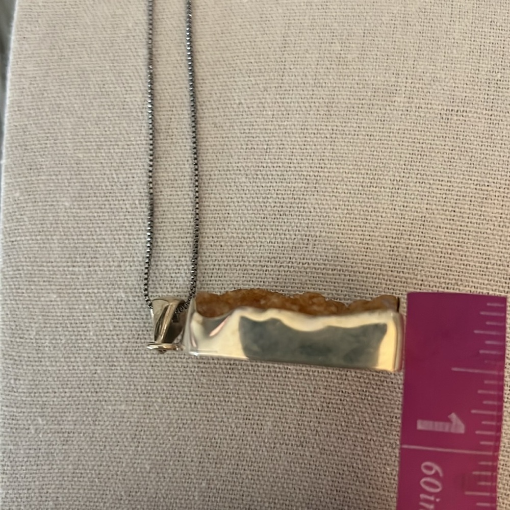 Citrine Druzy and Sterling Silver Pendant - Picture 10 of 11